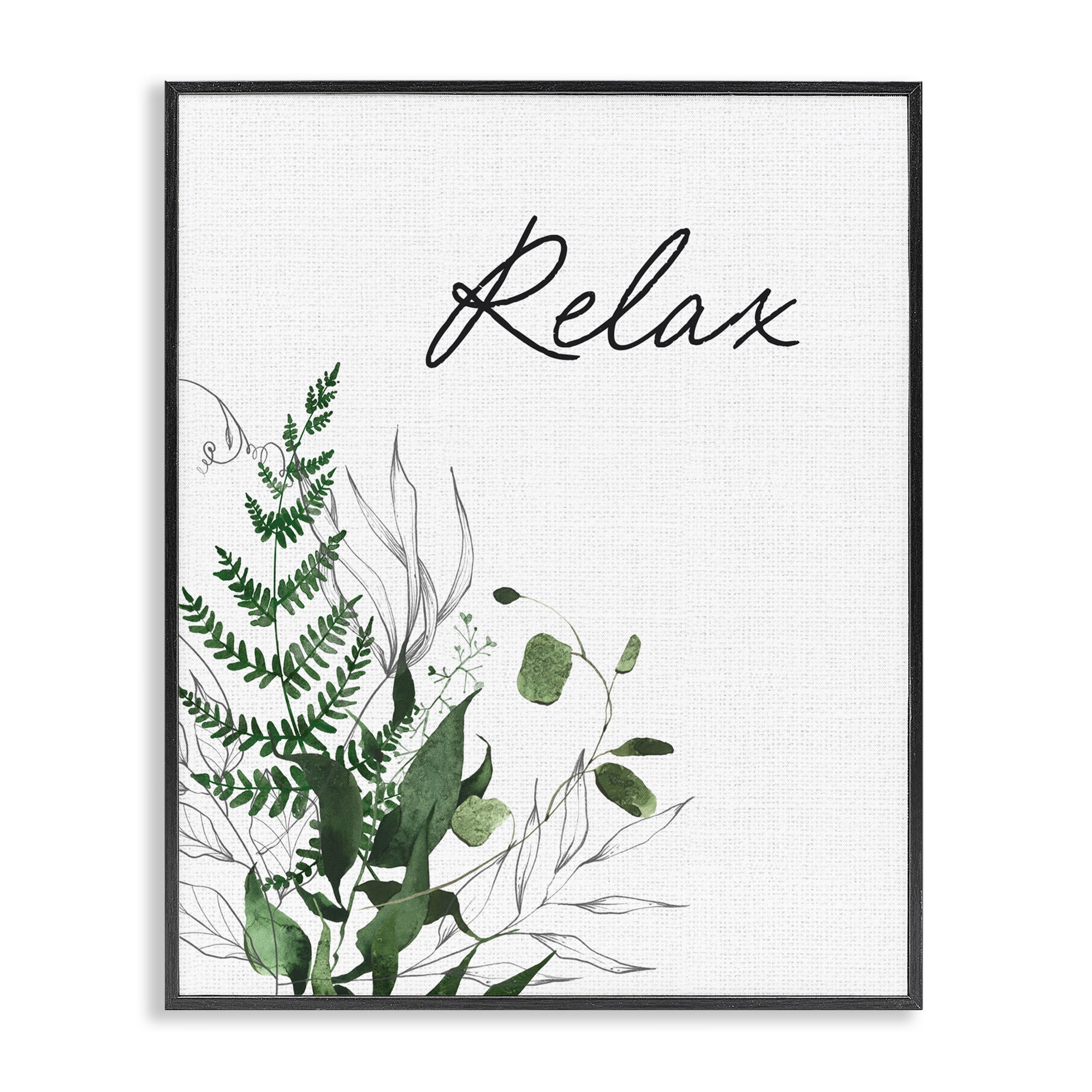 Relax Ferns & Botanicals Black Framed Giclee Art, design by Lettered and Lined