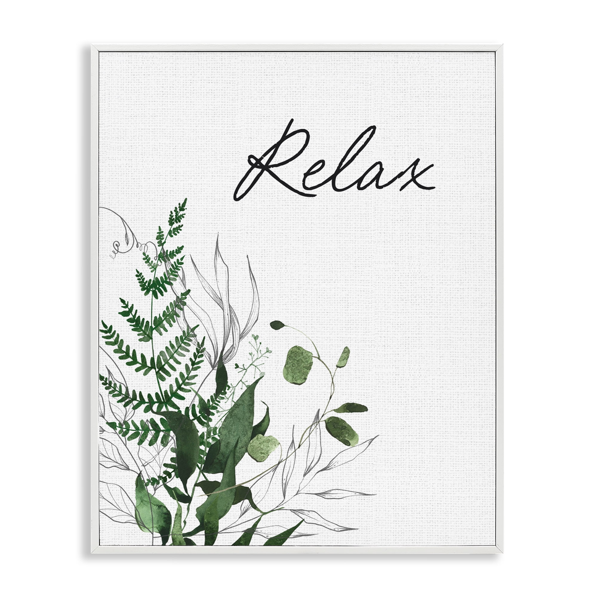 Relax Ferns & Botanicals White Framed Giclee Art, design by Lettered and Lined