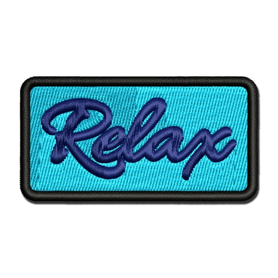 Relax Fun Text Applique Multi-Color Embroidered Hook & Loop Patch - 3 Inch Medium