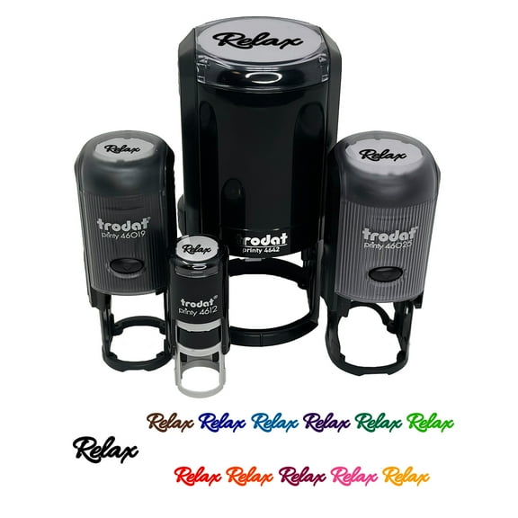 Relax Fun Text Self-Inking Rubber Stamp Ink Stamper - Black Ink - Mini 1/2 Inch