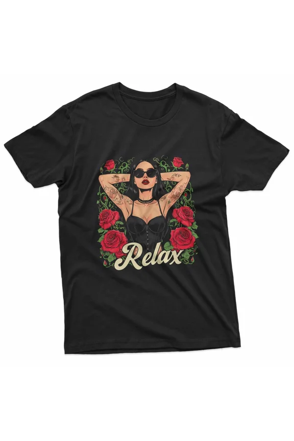 Relax Gothic Rose Tattoo Girl Design T-Shirt