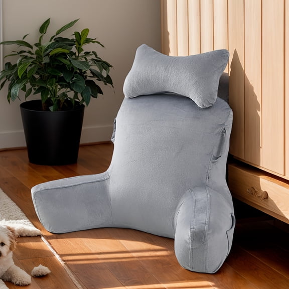 [Relax At Home]Luxury Velvet Sofa Backrest with Round Seat  - Adjustable, Washable Lumbar Support Pillow, Armrests Included, Ideal for Living Room And Office