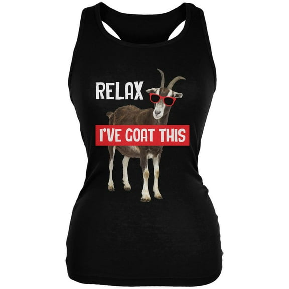 Relax I've Goat Got This Funny Juniors Soft Tank Top Black LG
