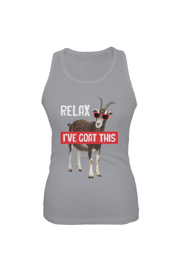 Relax I've Goat Got This Funny Juniors Soft Tank Top Grey MD