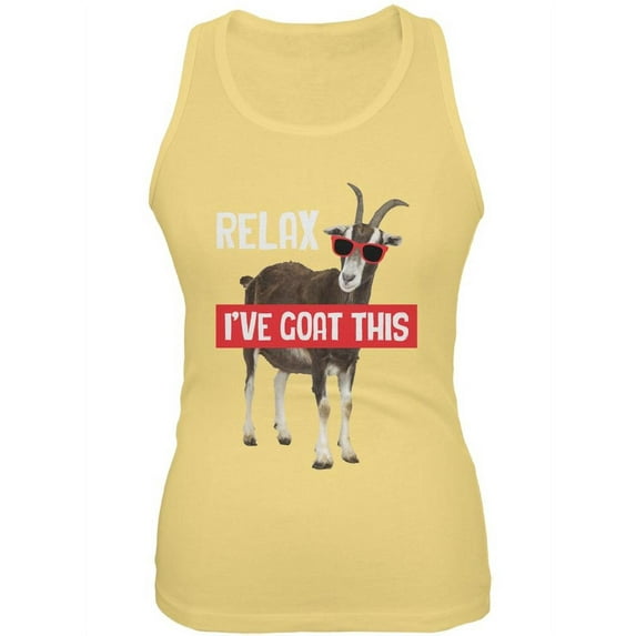 Relax I've Goat Got This Funny Juniors Soft Tank Top Yellow MD