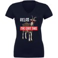 thumbnail image 1 of Relax I've Goat Got This Navy Juniors V-Neck T-Shirt - 2X-Large, 1 of 1