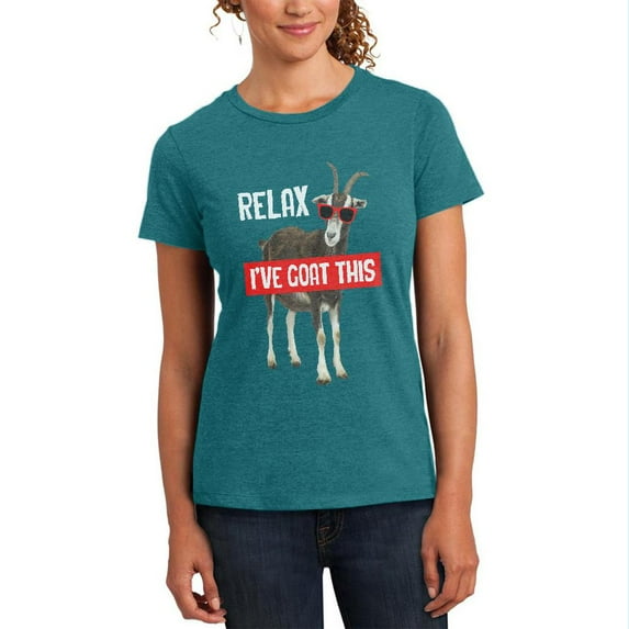 Relax I've Goat Got This Womens Soft Heather T Shirt Heathered Teal MD