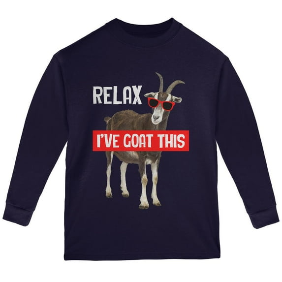 Relax I've Goat Got This Youth Long Sleeve T Shirt Navy YLG