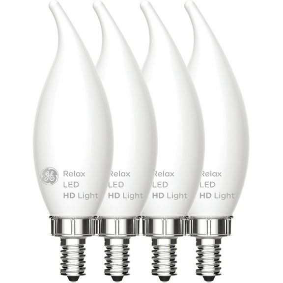 Relax LED Light Bulbs, 40 Watt, Soft White Candle Lights, Decorative Light Bulbs, Frosted, Small Base (36985), 4 Bulbs