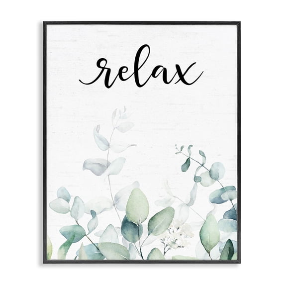 Stupell Industries French Country Relax Leafy Herbs Black Framed Giclee Art, 11 x 14, by Lettered and Lined