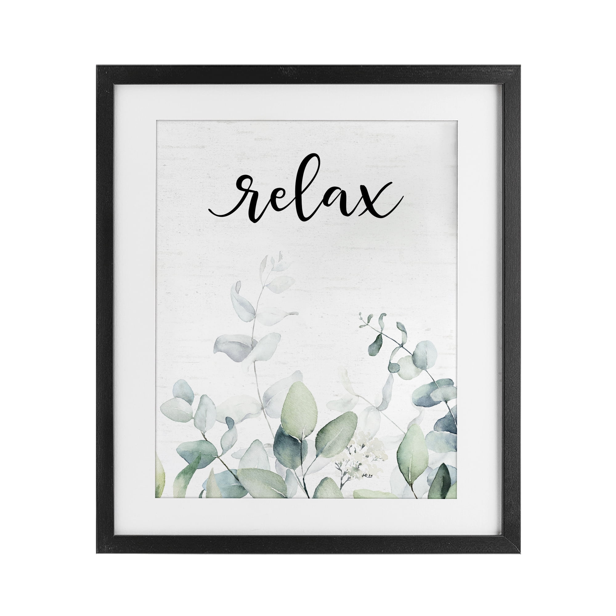 Relax Leafy Herbs Black Framed Print Under Glass, design by Lettered and Lined