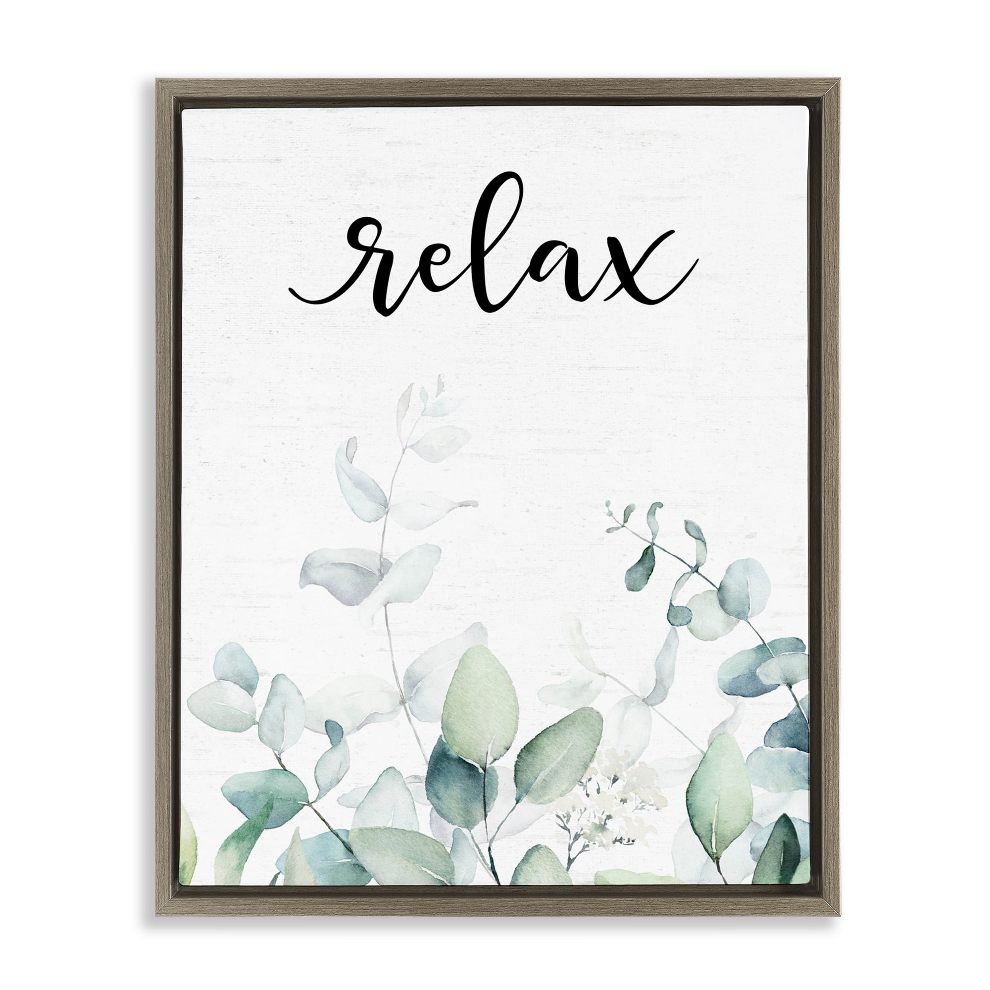 Relax Leafy Herbs Brown Framed Floater Canvas Wall Art, design by Lettered and Lined