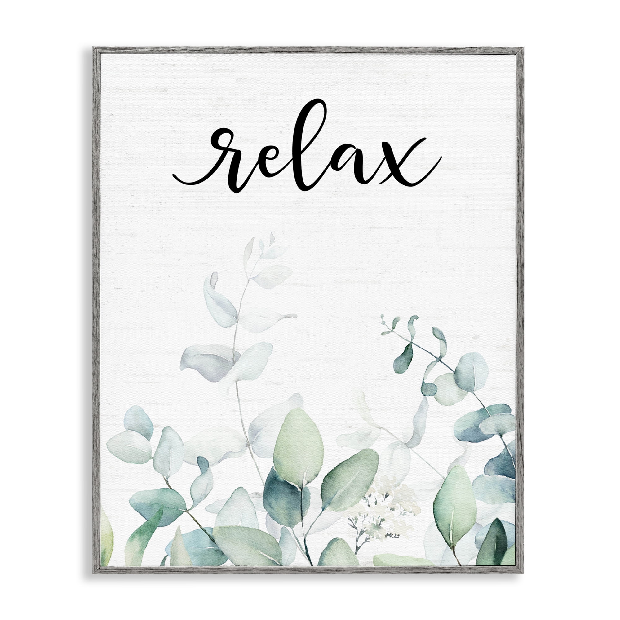 Relax Leafy Herbs Gray Framed Giclee Art, design by Lettered and Lined