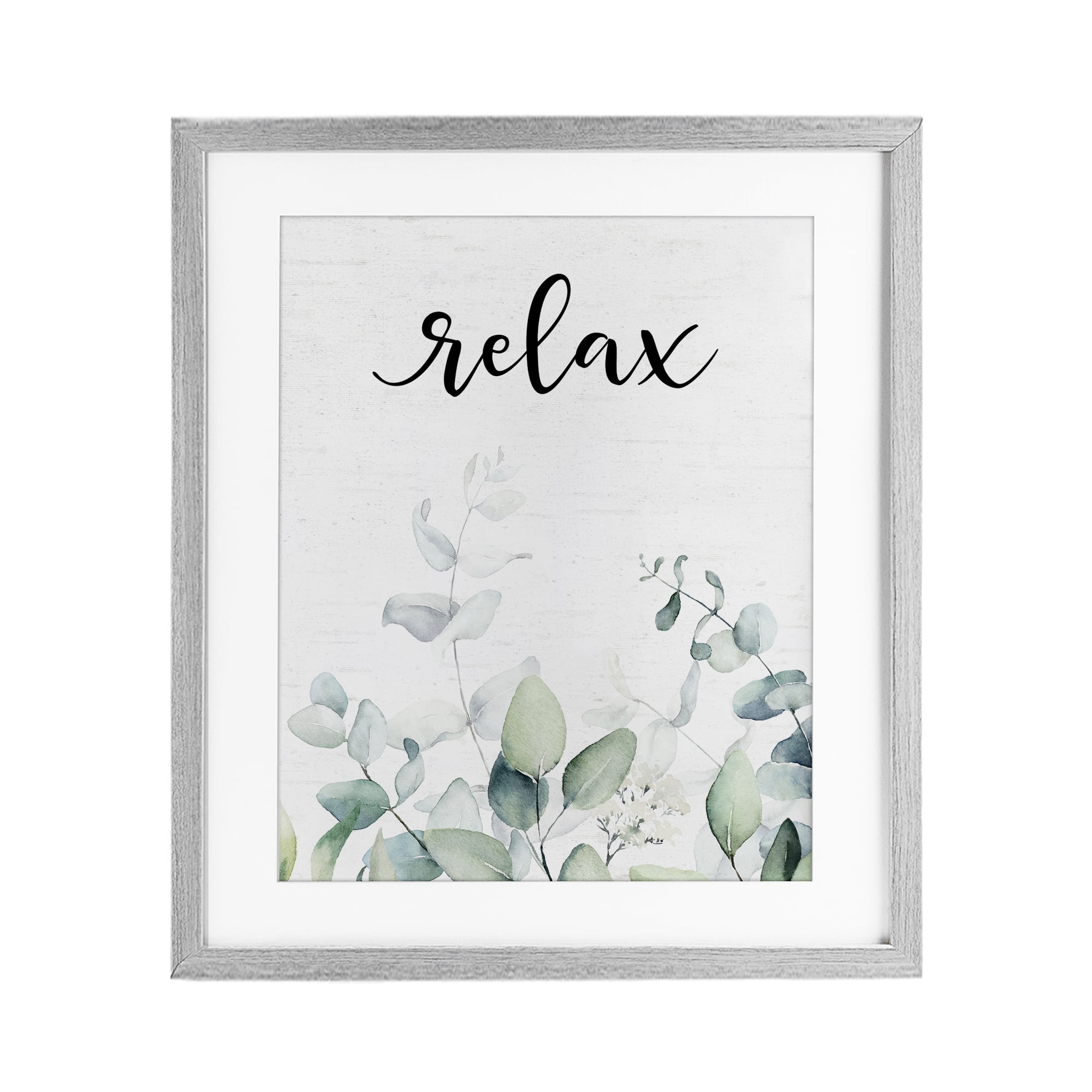Relax Leafy Herbs Gray Framed Print Under Glass, design by Lettered and Lined