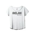 thumbnail image 1 of Relax Let It Be Women's Fashion Slouchy Dolman T-Shirt Tee Heather White 2X-Large, 1 of 3