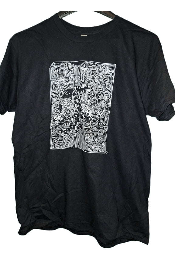 Relax Maze Black T-Shirt - Interactive Beach Puzzle Tee by Amazen Apparel (Large). Dive Into the Relax Maze: Wearable Art with a Brain-Teasing Twist.