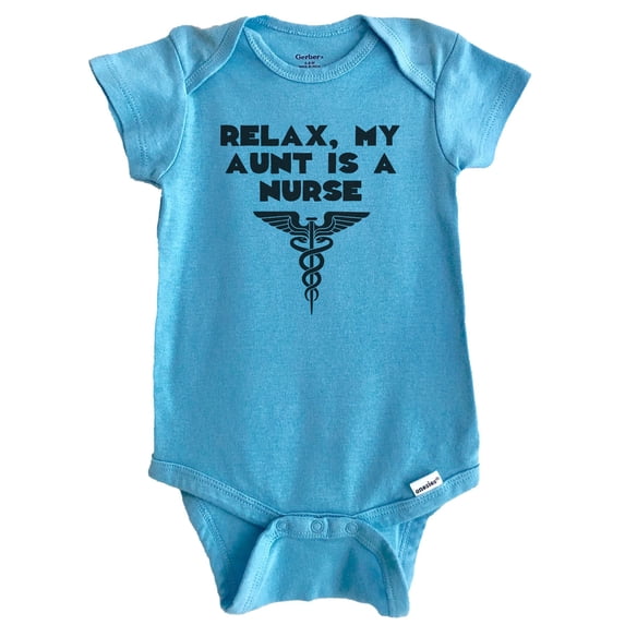 Relax My Aunt Is A Nurse Funny Baby Bodysuit (Blue), 0-3 Months