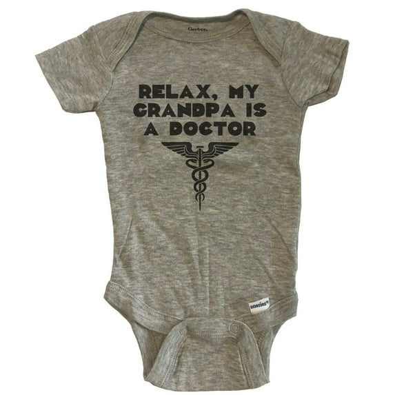 Relax My Grandpa Is A Doctor Funny Baby Bodysuit - Grey