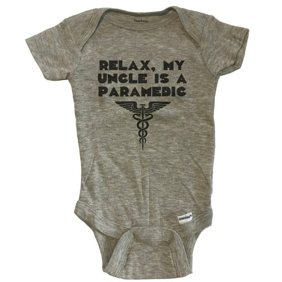 Relax My Uncle Is A Paramedic Funny Baby Bodysuit - Grey
