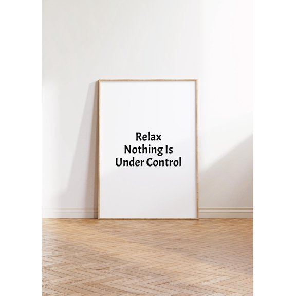 Relax Nothing Is Under Control Wall Art Ironic Quote Minimalist Room Decor