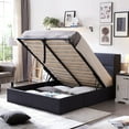 thumbnail image 1 of Relax & Rejuvenate Queen Size Lift up Storage Bed, Upholstered Platform Bed Frame with Modern Linen Fabric Wingback Headboard, Wood Slats Support, Noiseless, No Box Spring Needed, Dark Grey, 1 of 7