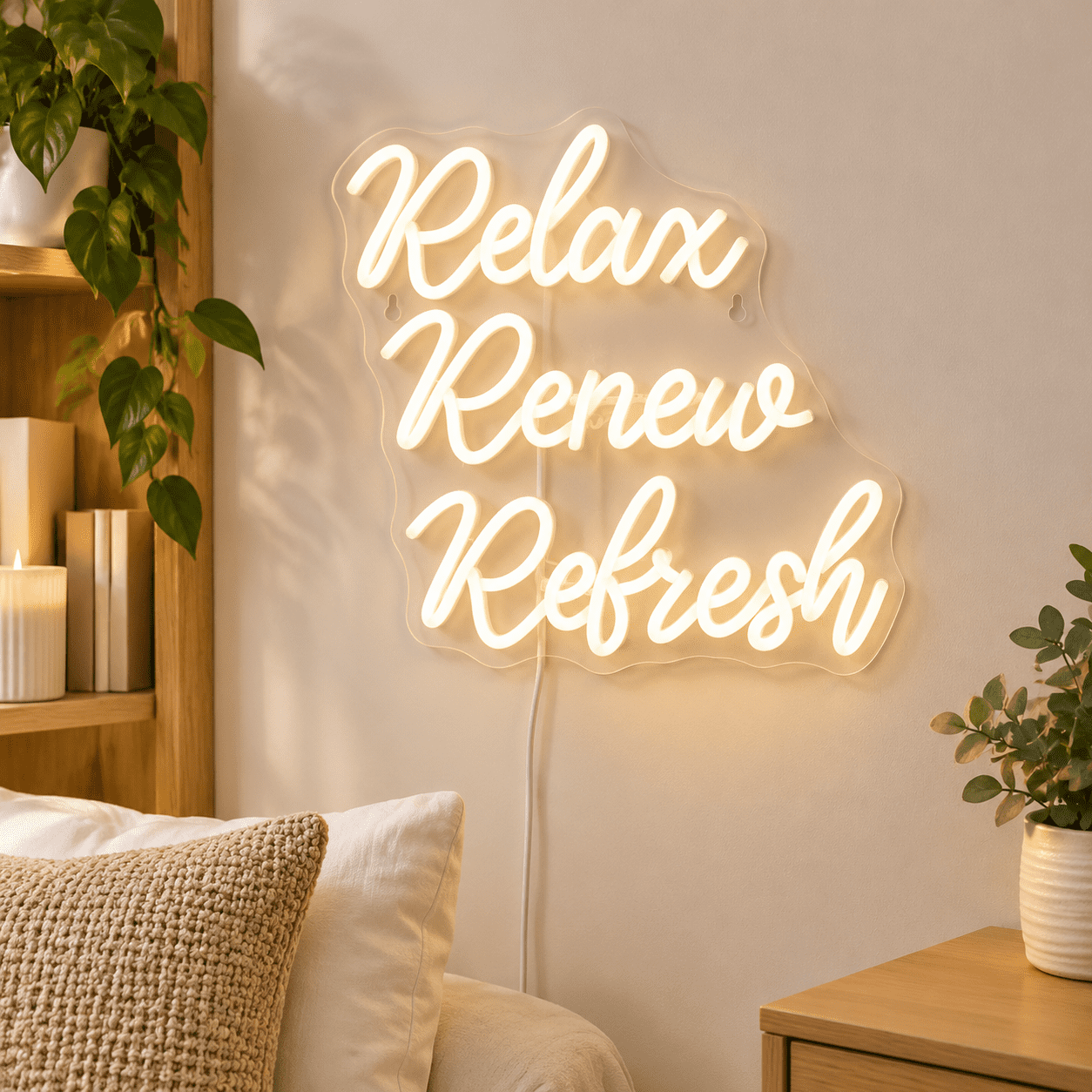Window Drawing. Sign Relax Rerefresh Neon Sign Led Dimmable Lights For Bar Room Home Art ...