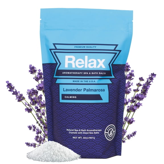 Relax Spa & Bath, Epsom & Dead Sea Salts, Aromatherapy Bath Salts for Hot Tub, Bath, or Spa, Infused with Magnesium, Lavender Palmarosa Scent