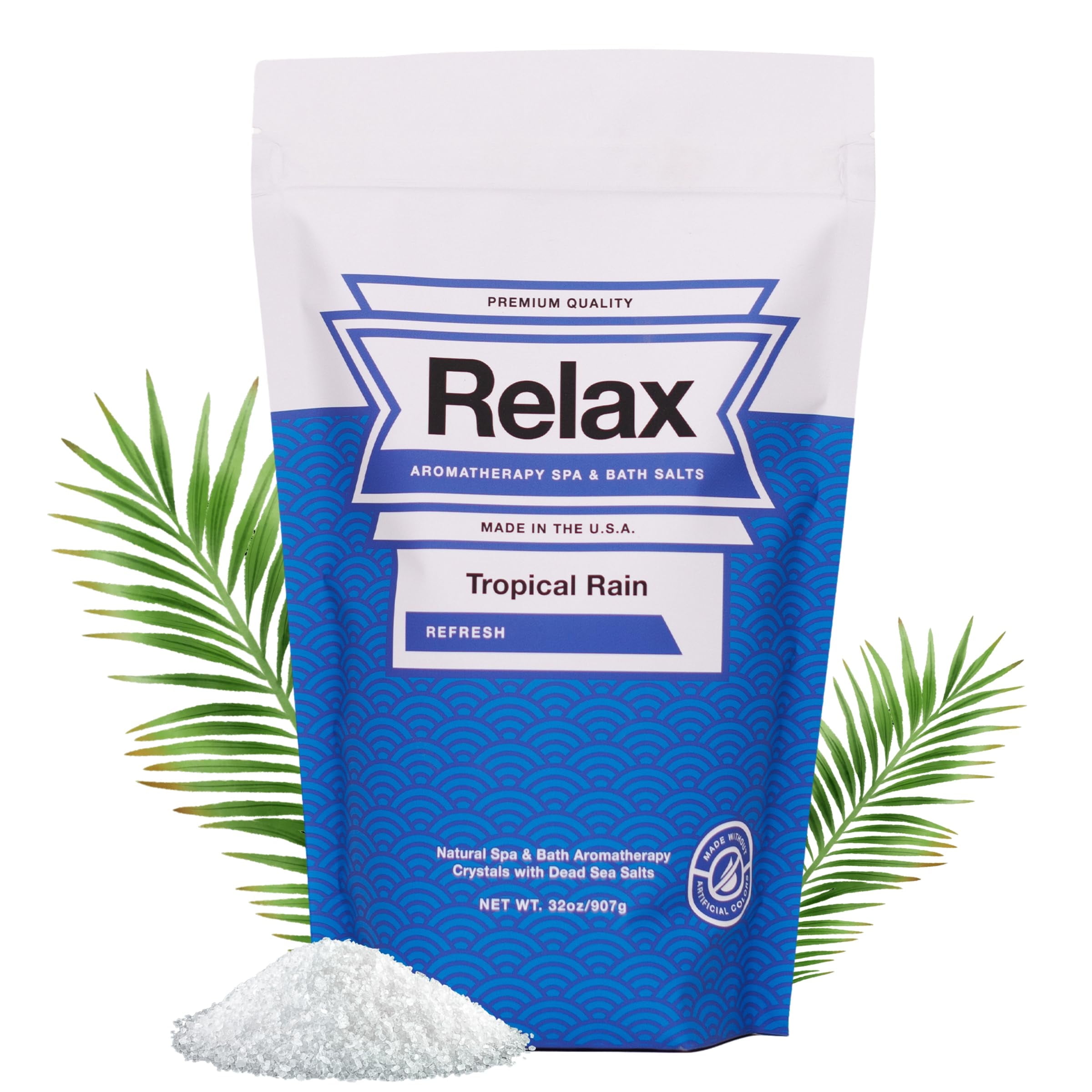 Relax Spa & Bath, Epsom & Dead Sea Salts, Aromatherapy Bath Salts for Hot Tub, Bath, or Spa, Infused with Magnesium, Tropical Rain Scent