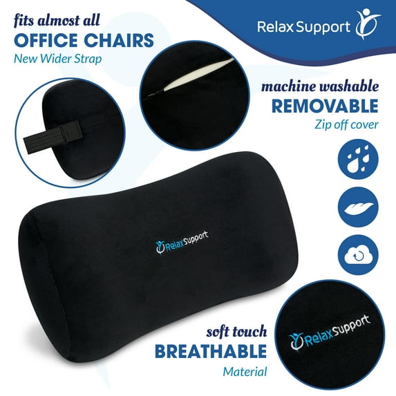 Relax Support Office Chair Back Support Pillow, Black Lumbar Pillow Providing Structural Support