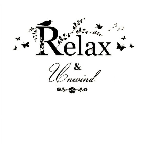 Relax & Unwind Decal Vinyl Wall Art Stickers Vinyl Decor Quote Lettering Sayings Bathroom Quotes