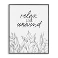 thumbnail image 1 of Stupell Industries Contemporary Relax Unwind Minimalist Leaves Black Framed Giclee Art, 11 x 14, by Lettered and Lined, 1 of 8