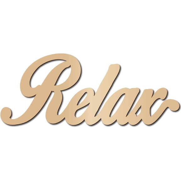 Relax Wood Cutout Front Door Wooden Decor Letters Cut Art Sign Wall Hanging Decor for DIY Restroom Cafe Shop Canteen Apartment Hotel Mall Rustic Farmhouse Porch Party Indicate Sign 11.9x4.7in
