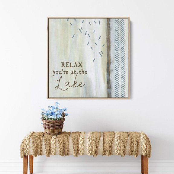 Relax You'Re At The Lake Sign Modern Lakehouse Decor With Neutral Quote Art "Relax You'Re At The Lake" Art Or Art, Unframed Paper Print