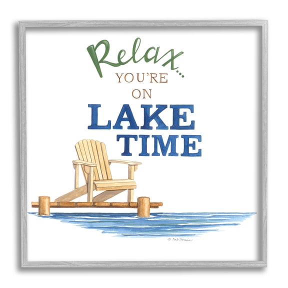 Relax You're On Lake Time Phrase Inspirational Graphic Art Gray Framed Art Print Wall Art