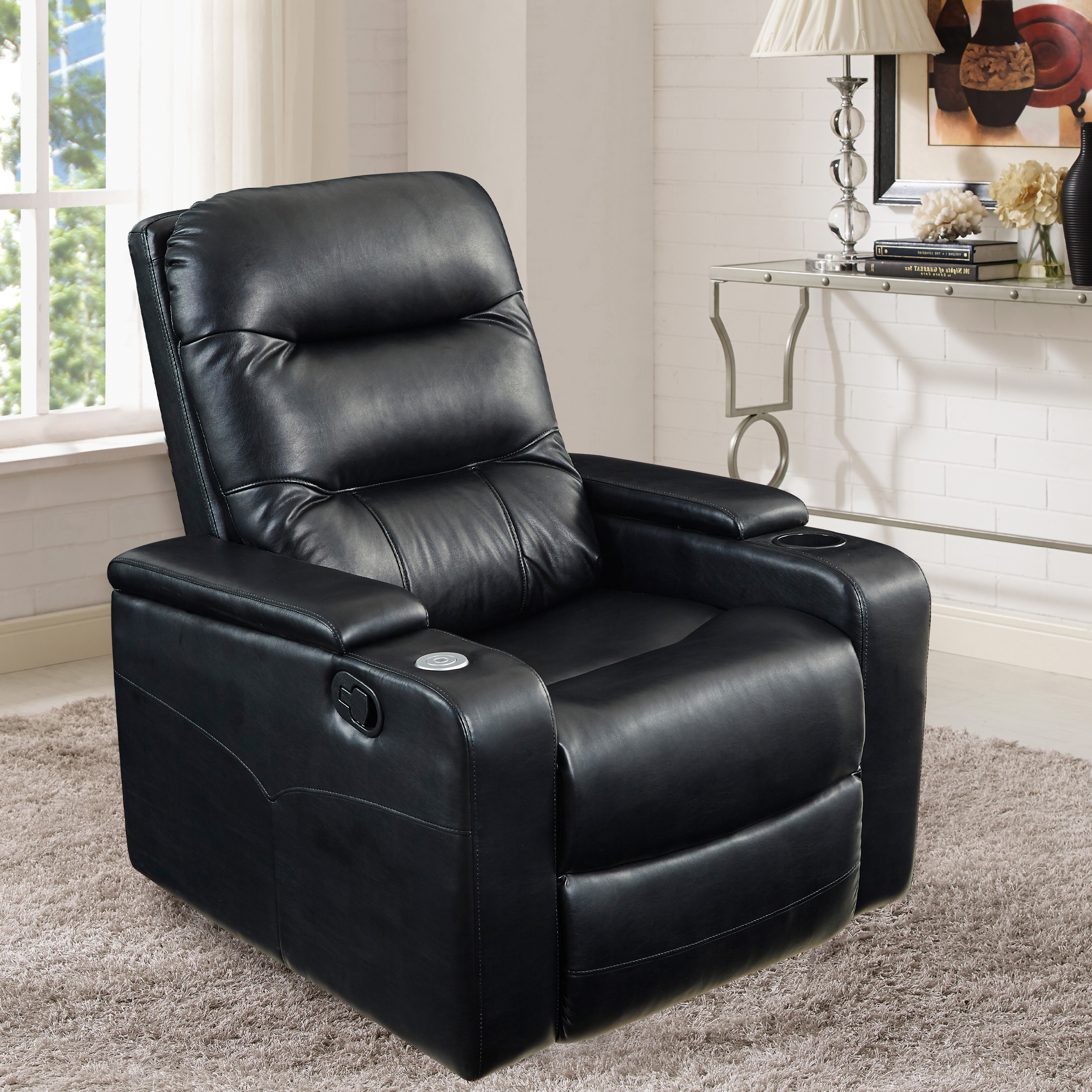 Relax-a-Lounger Lilac Manual Standard Recliner, Black Fabric - image 1 of 16