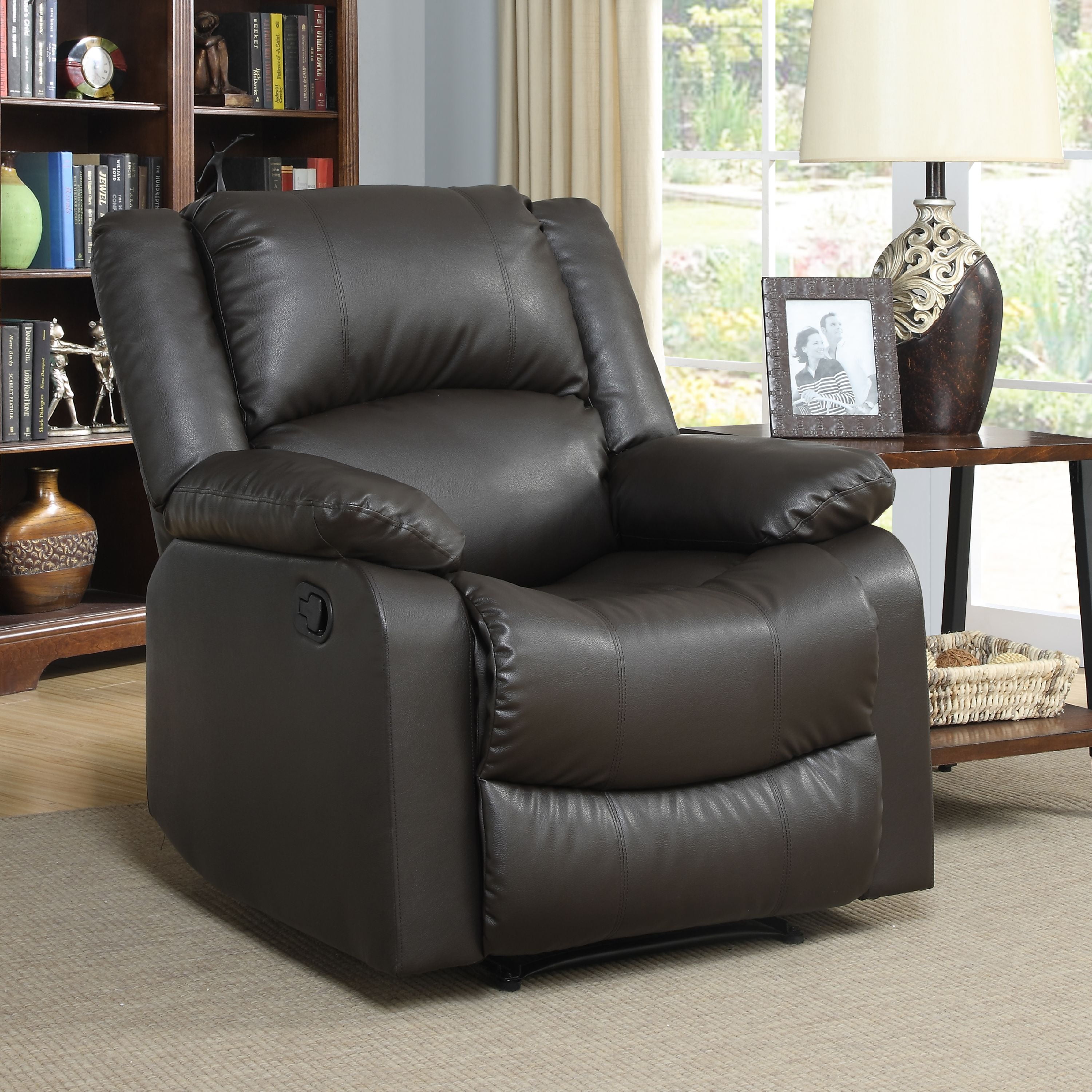 Relax-a-Lounger Warren Standard Manual Recliner, Brown Fabric