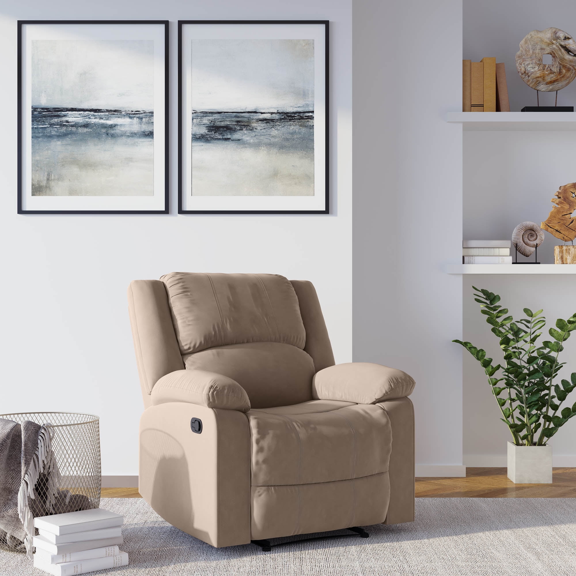 Relax A Lounger Warren Microfiber Manual Recliner Beige Walmart