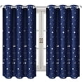 thumbnail image 1 of Relax love 2pcs Star Printed Curtains,Blackout Eyelet Polyester Room Curtain,Navy Blue, 1 of 8