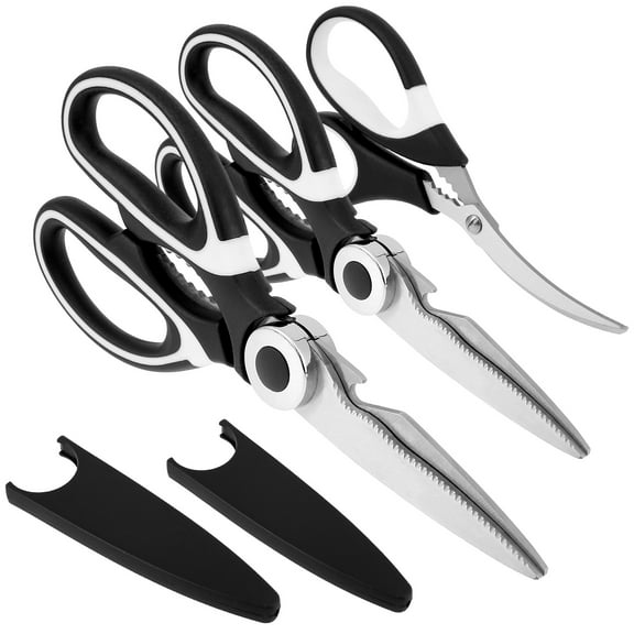 Relax love 3Pcs Kitchen Scissorswith Cover Stainless Steel Multi-Purpose Kitchen Food Scissors Bottle Opener Anti-Rust Sharp Cooking Shears for Meat Bones Fish Vegetables