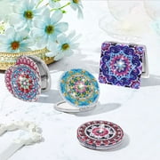 Relax love 4Pcs Diamond Painting Pocket Mirror Set DIY Compact Mirror Portable Folding Mirror Mandala Style Double Side Pocket Mirror for Women Girls Kids