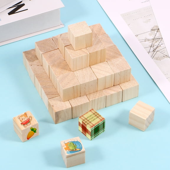 Relax love 50Pcs Wood Blocks for Crafts Pine Wood Square Blocks 1 Inch Unfinished Wood Craft Cubes Natural Wooden Blocks for Model Making Crafts DIY Projects
