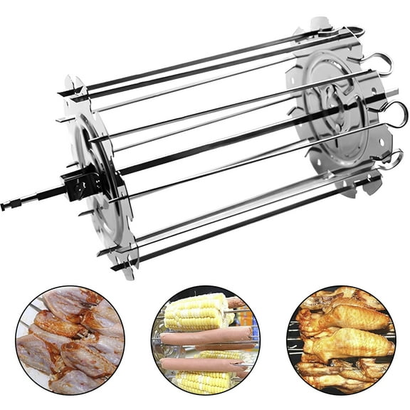 Relax love BBQ Steel Metal Roaster Heat-Resistant Non-Stick Kebab Maker Rotisserie Skewer Needle Cage with 10 Skewers for Oven Grill