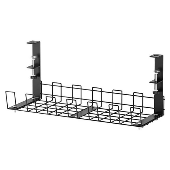 Relax love Under Desk Cable Management Tray No Drill Cord Management Rack Metal Cord Hider Large Capacity Desk Wire 15.35×4.92×6.3inch for Office Home Desk
