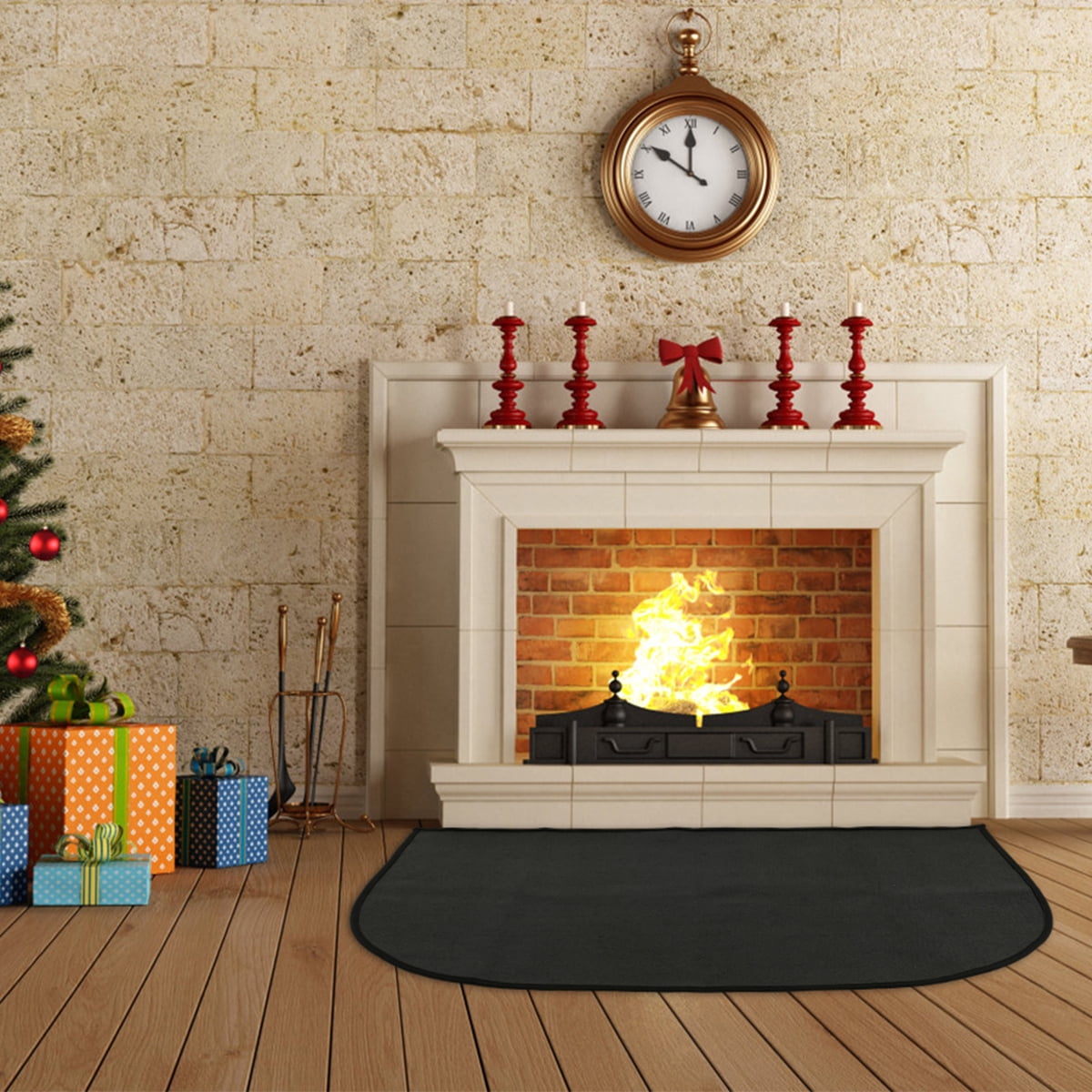 Relax love Fireproof Fireplace Mat Half Round AntiSlip Fireproof Hearth Area Rug Fire Resistant