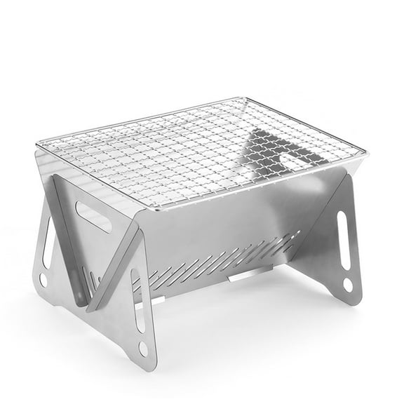 Relax love Folding Campfire Grill Outdoor Camping Fire Pit Stainless Steel Wood Stove Burner Portable Camping Charcoal BBQ Grill with Carrying Bag Wood Burning Stove for Picnic Hiking Cooking BBQ