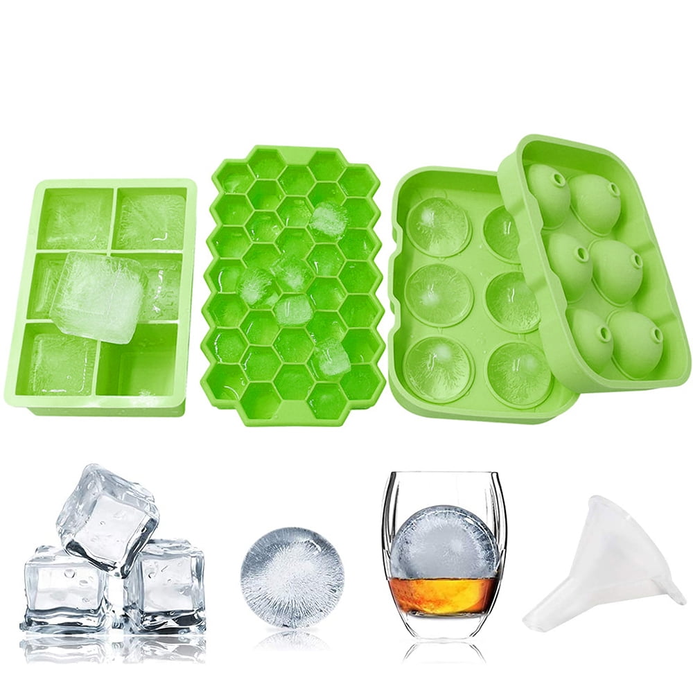 Bentism Ice Ball Maker Black Round Silicon Ice Cube Ball Maker Tray 2 Large Sphere,2.36inch Ice Sphere Maker for Whiskey Scotch Cocktail Brandy, Size