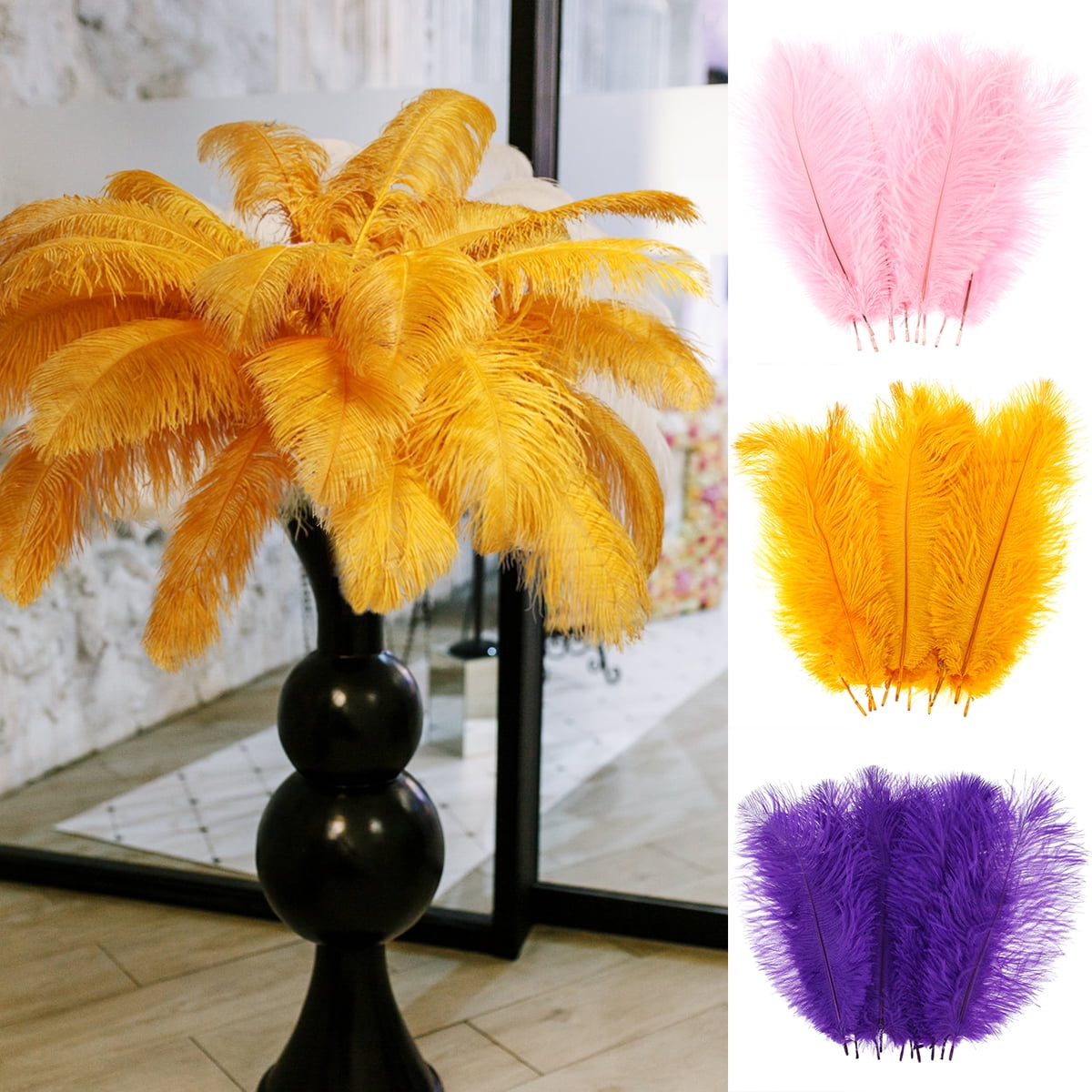 EUBUY 10Pcs Colorful Natural Ostrich Feathers Party Carnaval