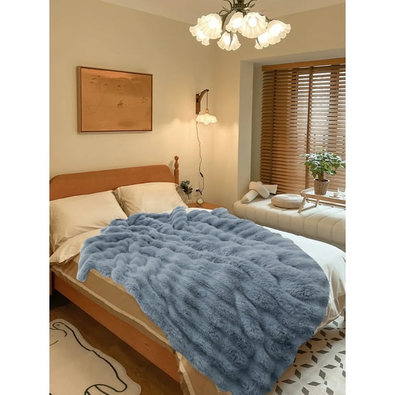 Relax love Throw Blanket Super Soft Faux Fur Throw Blanket Warm Cozy Throw Reversible Thickness Skin Friendly Plush Throw Blanket for Winter Bed Sofa 51×63in
