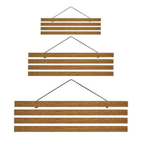 Relax love Wood Magnetic Poster Hanger Frame 4Pcs Simple Teak Wood Photo Hangers Kit with Hanging Rope for Photos Canvas Prints Artwork Home Dorm Interior Decor,30cm