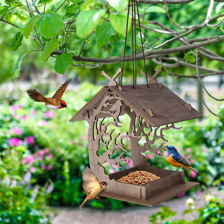 Relax love Wooden Bird Feeder Hanging Wild Bird Seed Feeder Creative Bird  Nest Bird Feeder DIY Bird House 